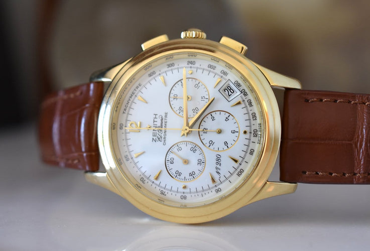 Zenith El Primero - Montre chronomètre en or jaune 18K 58 Facettes ZH-100