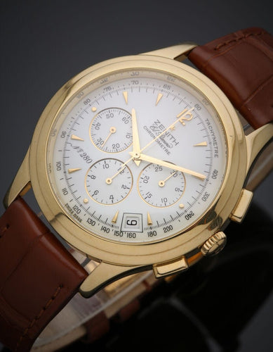 Zenith El Primero - Montre chronomètre en or jaune 18K 58 Facettes ZH-100