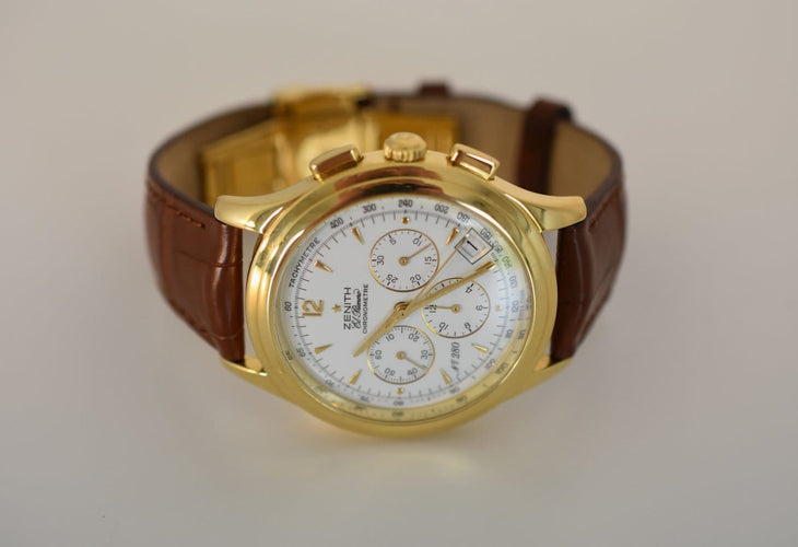 Zenith El Primero - Montre chronomètre en or jaune 18K 58 Facettes ZH-100