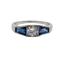 45 Art déco - Bague en platine, diamant taille ancienne et saphirs 58 Facettes A07759