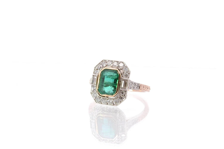 Bague 52 Bague émeraude et diamants en platine et or jaune 18k 58 Facettes 25556 25237
