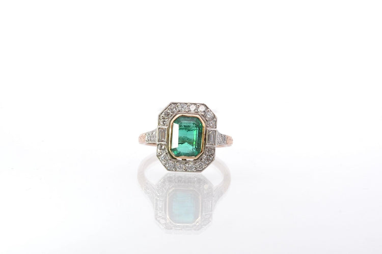 Bague 52 Bague émeraude et diamants en platine et or jaune 18k 58 Facettes 25556 25237