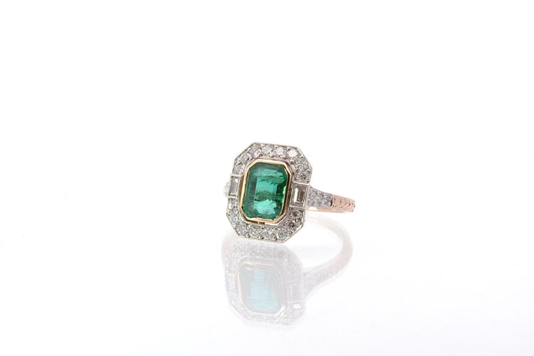 Bague 52 Bague émeraude et diamants en platine et or jaune 18k 58 Facettes 25556 25237