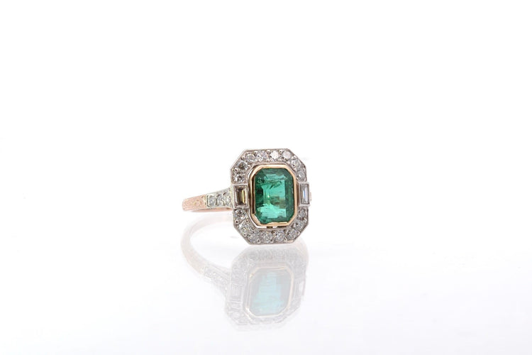 Bague 52 Bague émeraude et diamants en platine et or jaune 18k 58 Facettes 25556 25237