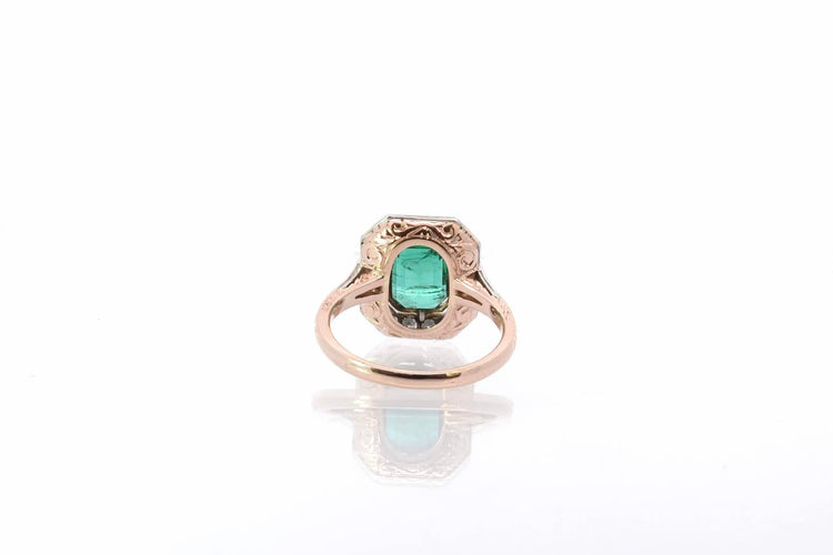 Bague 52 Bague émeraude et diamants en platine et or jaune 18k 58 Facettes 25556 25237
