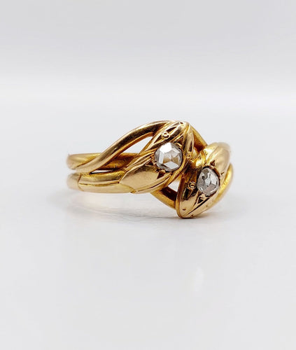 51 Bague serpent antique en or rose 18k et diamants 58 Facettes A07770