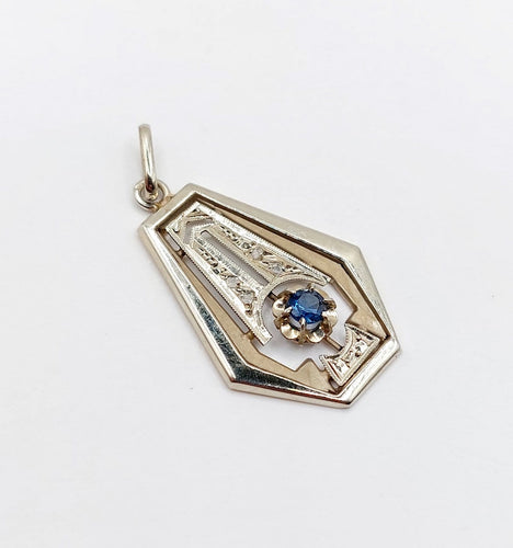 Art déco - Pendentif en or blanc, saphir et diamants 58 Facettes A07771