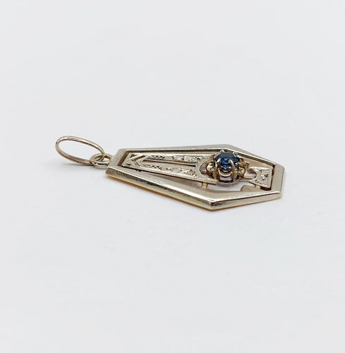Art déco - Pendentif en or blanc, saphir et diamants 58 Facettes A07771