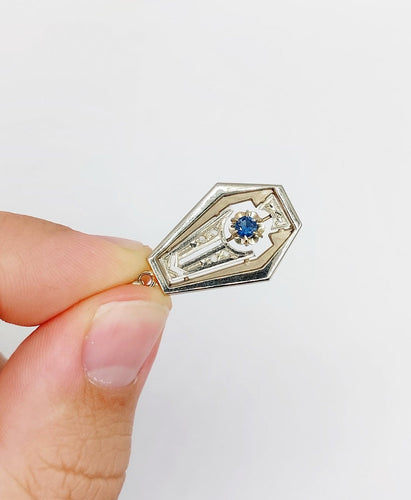 Art déco - Pendentif en or blanc, saphir et diamants 58 Facettes A07771