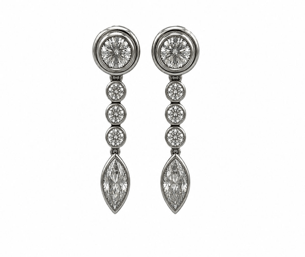 Boucles d'oreilles tombantes en platine et diamants 58 Facettes BOP/260070
