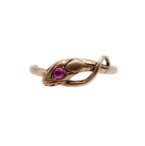 56 Bague serpent antique en or rose et rubis synthétique 58 Facettes A07774