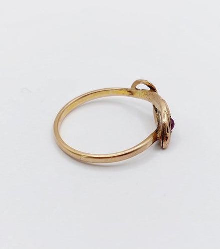56 Bague serpent antique en or rose et rubis synthétique 58 Facettes A07774