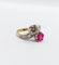 50 Bague toi et moi en or 18k, platine, diamant et rubis 58 Facettes A07775