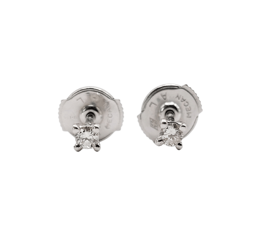 Boucles d'oreilles puces vintage en or blanc et diamants 58 Facettes A07782