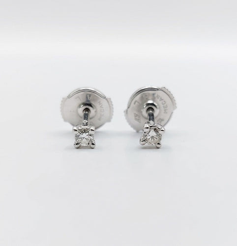 Boucles d'oreilles puces vintage en or blanc et diamants 58 Facettes A07782