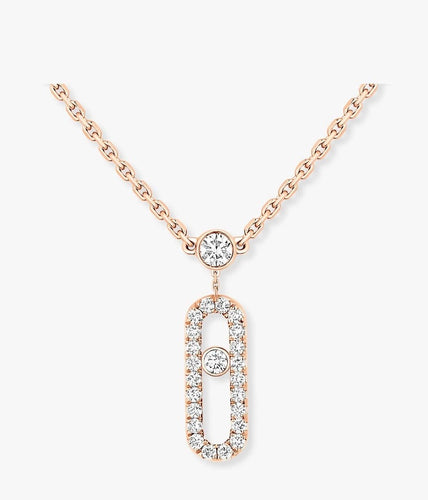Messika Move Uno - Collier deux rangs en or rose et diamants 58 Facettes Mss