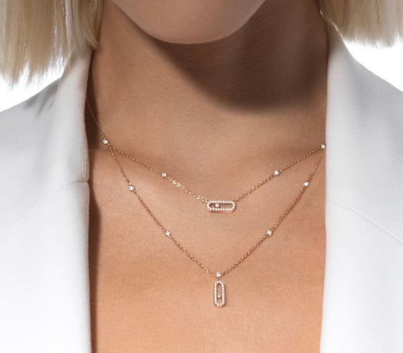 Messika Move Uno - Collier deux rangs en or rose et diamants 58 Facettes Mss