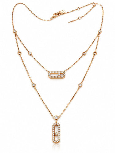 Messika Move Uno - Collier deux rangs en or rose et diamants 58 Facettes Mss