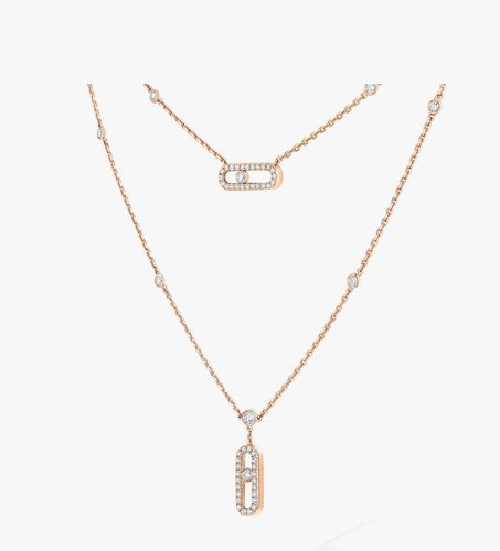 Messika Move Uno - Collier deux rangs en or rose et diamants 58 Facettes Mss