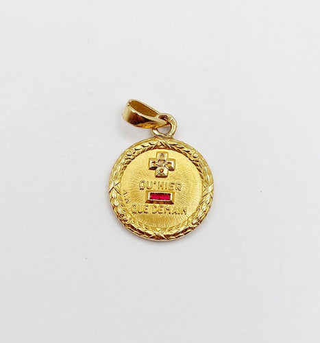 Augis - Pendentif médaille d'amour en or 18k, diamant et rubis 58 Facettes A07784
