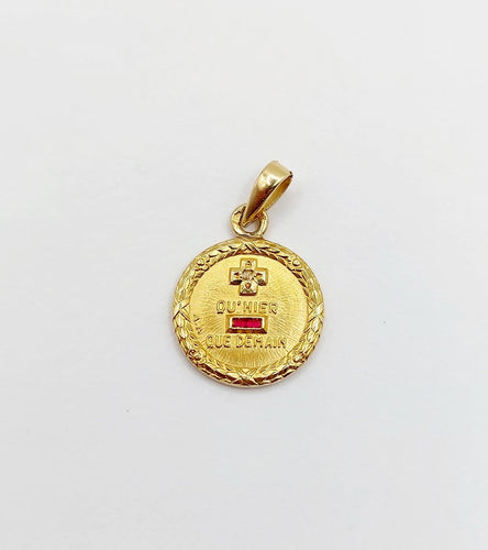 Augis - Pendentif médaille d'amour en or 18k, diamant et rubis 58 Facettes A07784