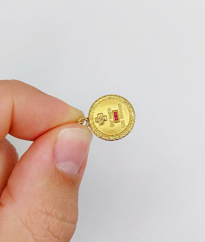 Augis - Pendentif médaille d'amour en or 18k, diamant et rubis 58 Facettes A07784