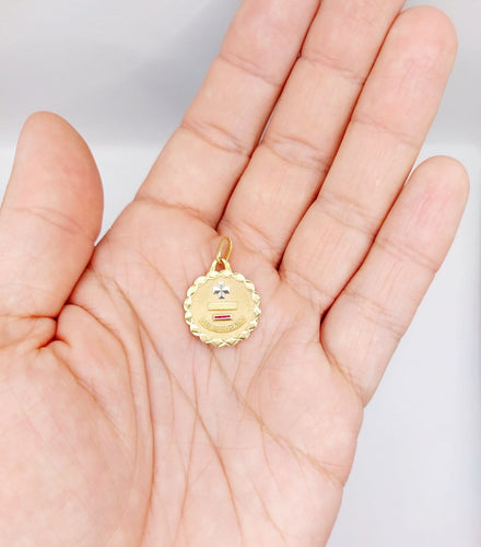 Augis - Pendentif médaille d'amour en or rose 18k et rubis 58 Facettes A07785