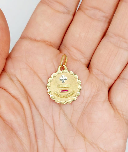 Augis - Pendentif médaille d'amour en or rose 18k et rubis 58 Facettes A07785