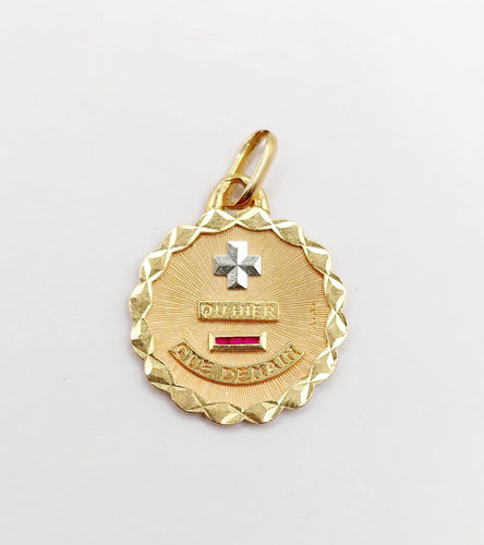 Augis - Pendentif médaille d'amour en or rose 18k et rubis 58 Facettes A07785
