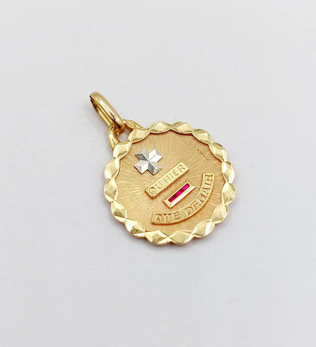 Augis - Pendentif médaille d'amour en or rose 18k et rubis 58 Facettes A07785