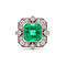 56 Bague cocktail en platine avec émeraude certifiée et diamants 58 Facettes 50515