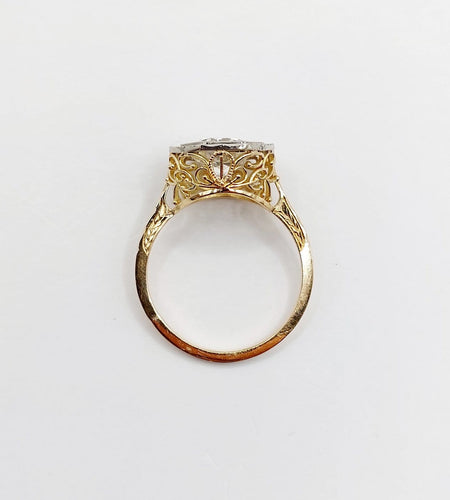 55 Art déco - Bague solitaire en or 18k, platine et diamant 58 Facettes A07787