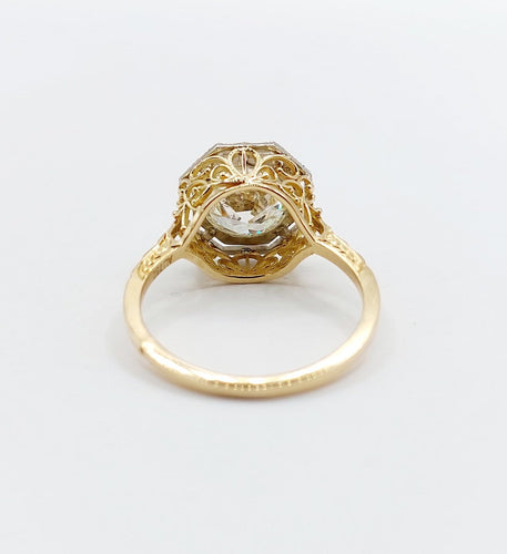 55 Art déco - Bague solitaire en or 18k, platine et diamant 58 Facettes A07787