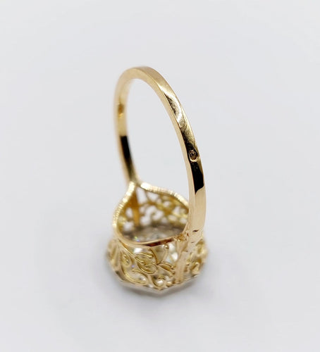 55 Art déco - Bague solitaire en or 18k, platine et diamant 58 Facettes A07787