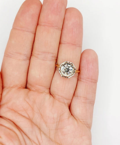 55 Art déco - Bague solitaire en or 18k, platine et diamant 58 Facettes A07787