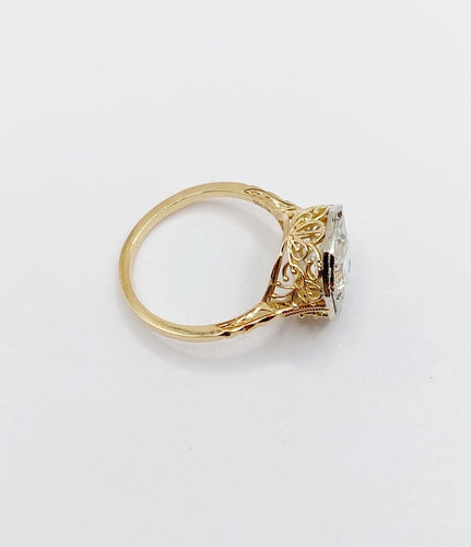 55 Art déco - Bague solitaire en or 18k, platine et diamant 58 Facettes A07787