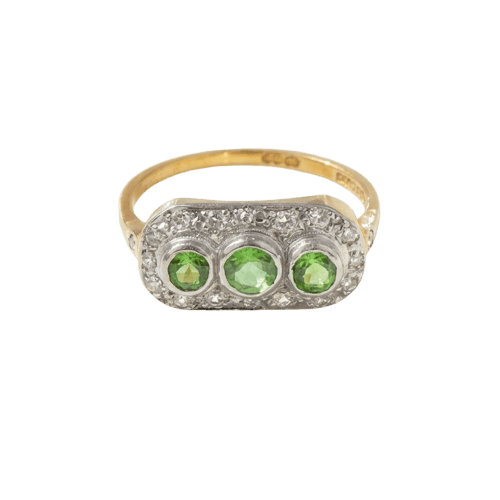 Antiker Ring mit grünen Granaten 58 Facettes HJ062659