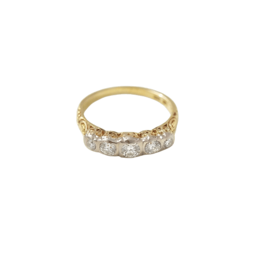 57 Bague demi-alliance ancienne en or jaune 585 et diamants 58 Facettes HJ062660