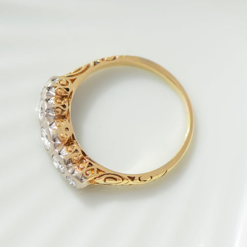57 Bague demi-alliance ancienne en or jaune 585 et diamants 58 Facettes HJ062660
