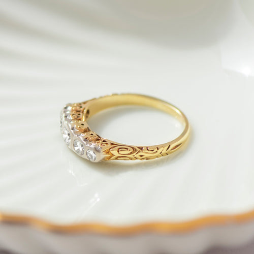 57 Bague demi-alliance ancienne en or jaune 585 et diamants 58 Facettes HJ062660