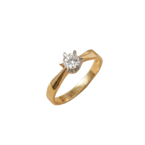 62 Bague solitaire Mid-Century en or 14K avec diamant 0,50 ct 58 Facettes HJ062661