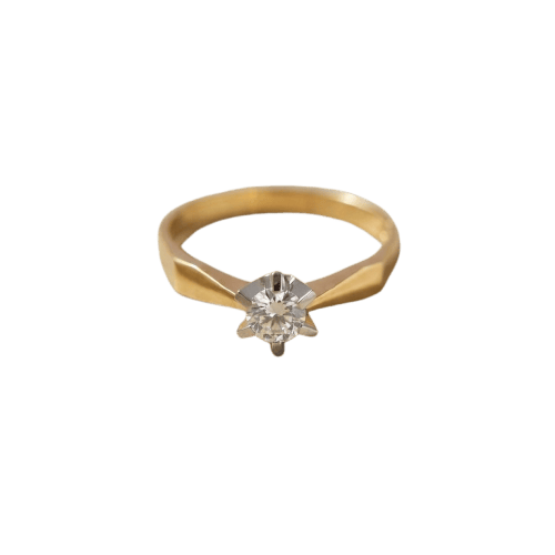 Bague 62 Bague solitaire Mid-Century en or 14K avec diamant 0,50 ct 58 Facettes HJ062661