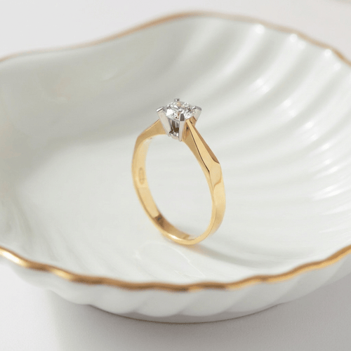 62 Bague solitaire Mid-Century en or 14K avec diamant 0,50 ct 58 Facettes HJ062661