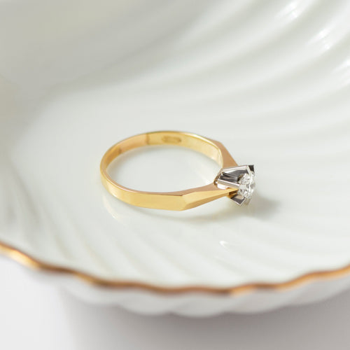 62 Bague solitaire Mid-Century en or 14K avec diamant 0,50 ct 58 Facettes HJ062661