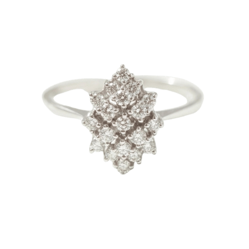63 Bague navette en or blanc 585 et diamants 58 Facettes HJ062651