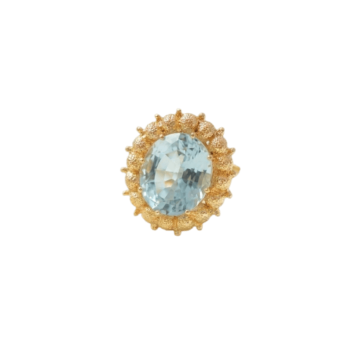 61 Bague cocktail en or jaune et aigue-marine 58 Facettes HJ062653