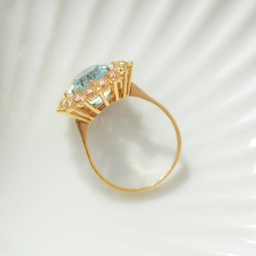 61 Bague cocktail en or jaune et aigue-marine 58 Facettes HJ062653