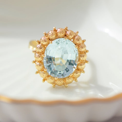 61 Bague cocktail en or jaune et aigue-marine 58 Facettes HJ062653