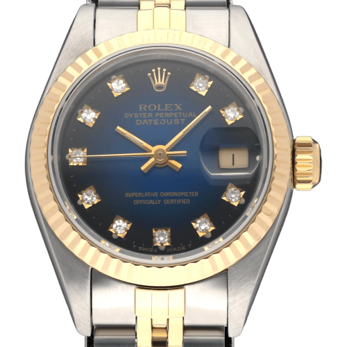 Rolex - Montre Lady-Datejust 69173 or et acier cadran bleu