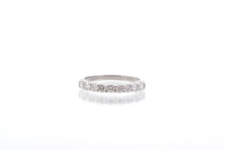 Bague 56 Demi-alliance - Bague en or blanc 18k et diamants 58 Facettes 25730 22384a